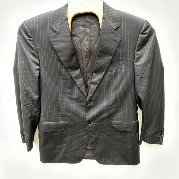 Canali 44R Navy Blue Pinstripe 100% Wool 2-Button Ventless Sports Coat Blazer IT - Picture 1 of 7
